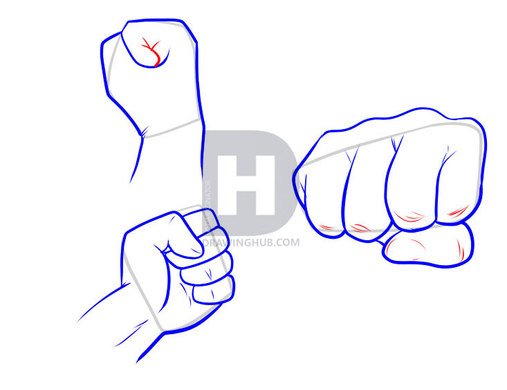 733x565 How To Draw Fists, Step - Fist Drawing