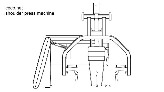 640x360 Autocad Drawing Shoulder Military Press Machine, Gym Equipment Dwg Dxf - Fitness Drawing