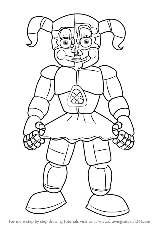 566x800 learn how to draw circus baby from five nights - Five Nights At Freddys Drawings