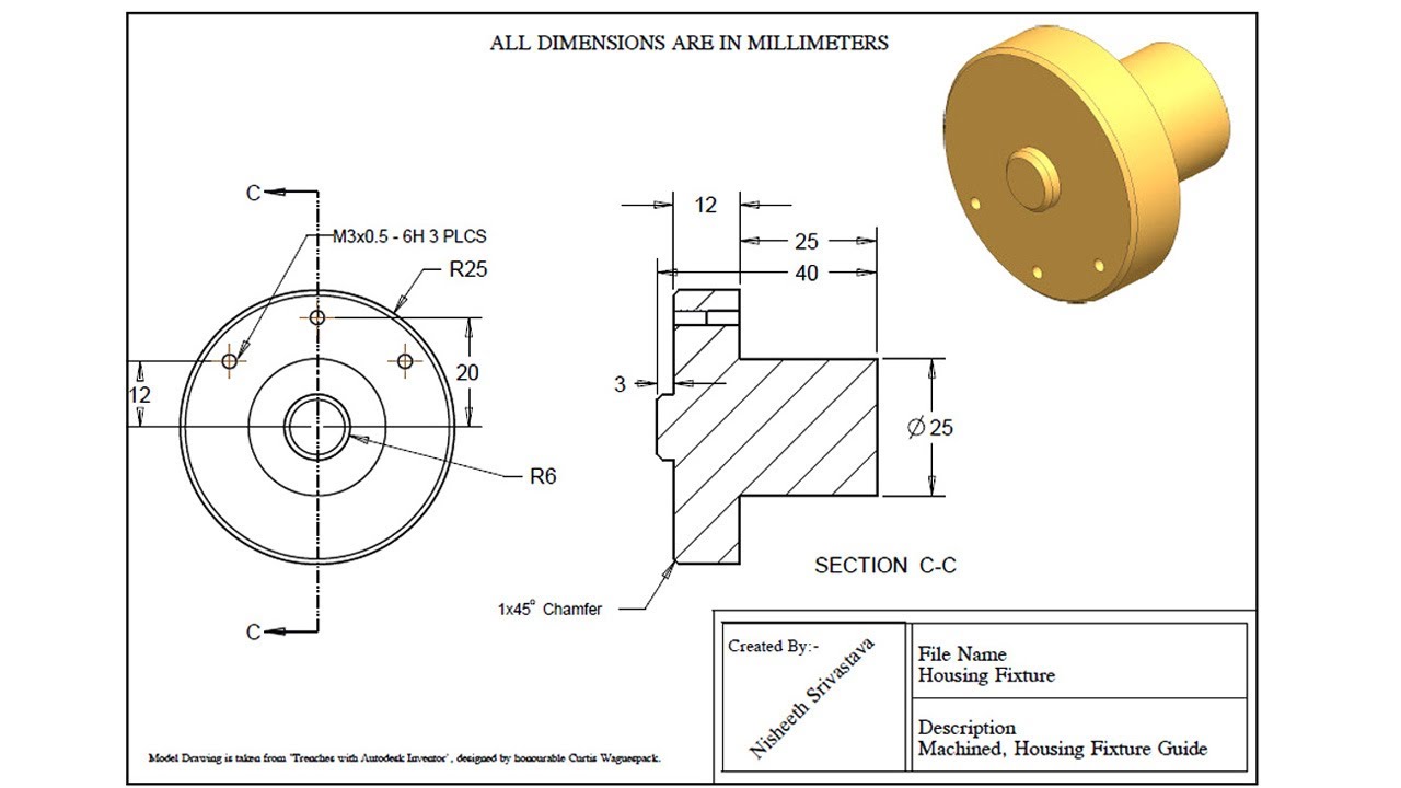 1280x720 housing fixture practice exercise drawing sheet - Fixture Drawing