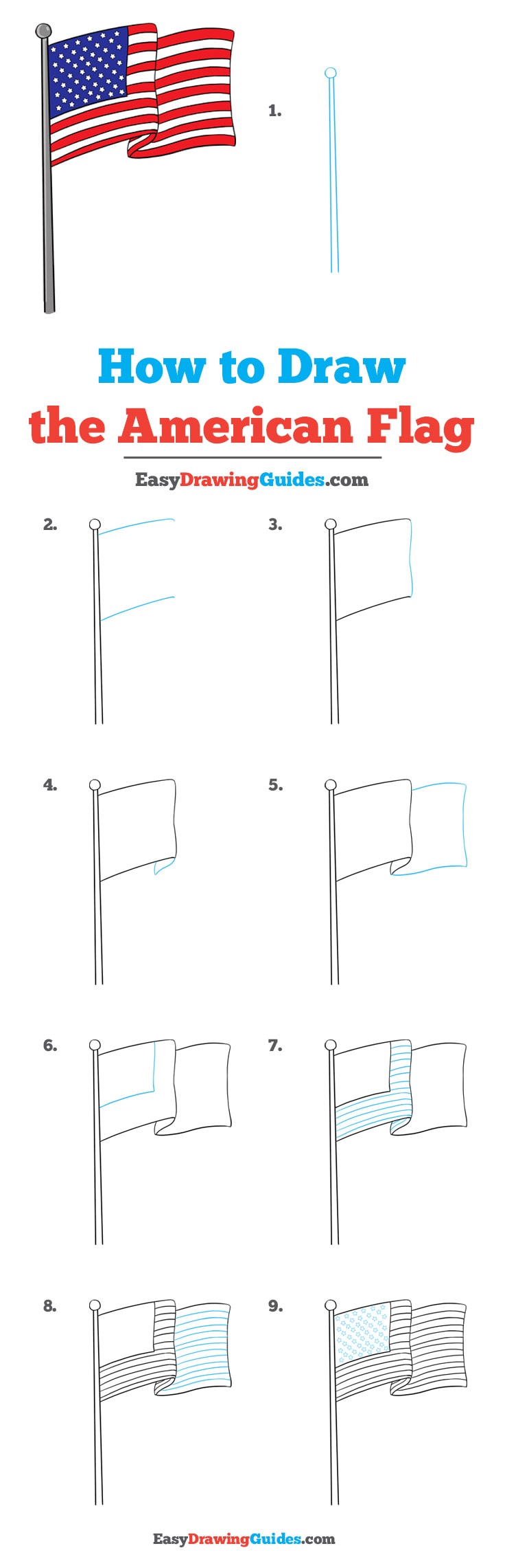 736x2281 How To Draw The American Flag - Flag Drawing
