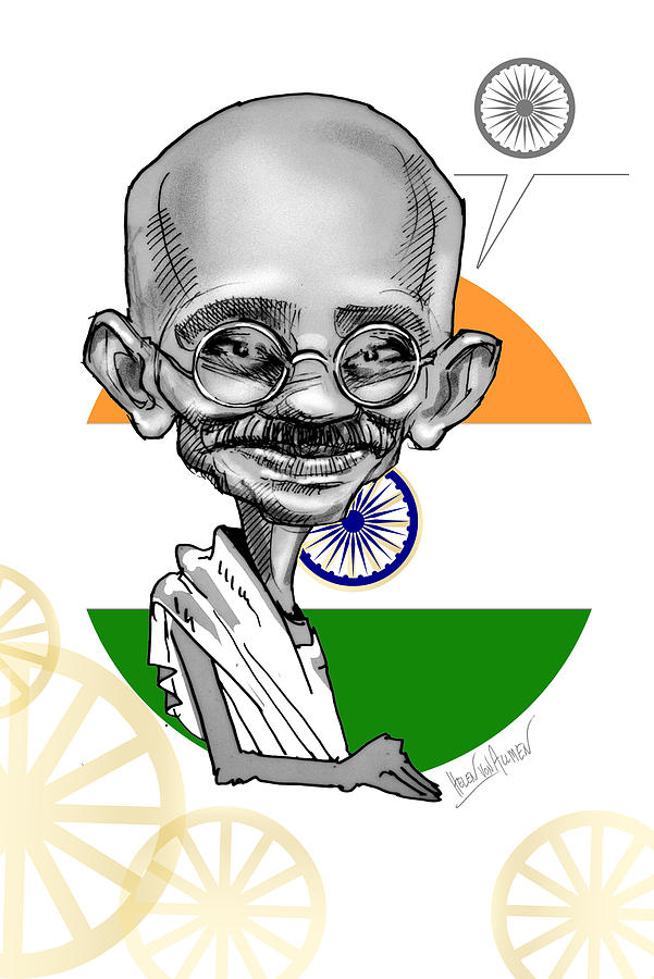 601x900 Mahatma Gandhi And Indian Flag Drawing - Flag Drawing