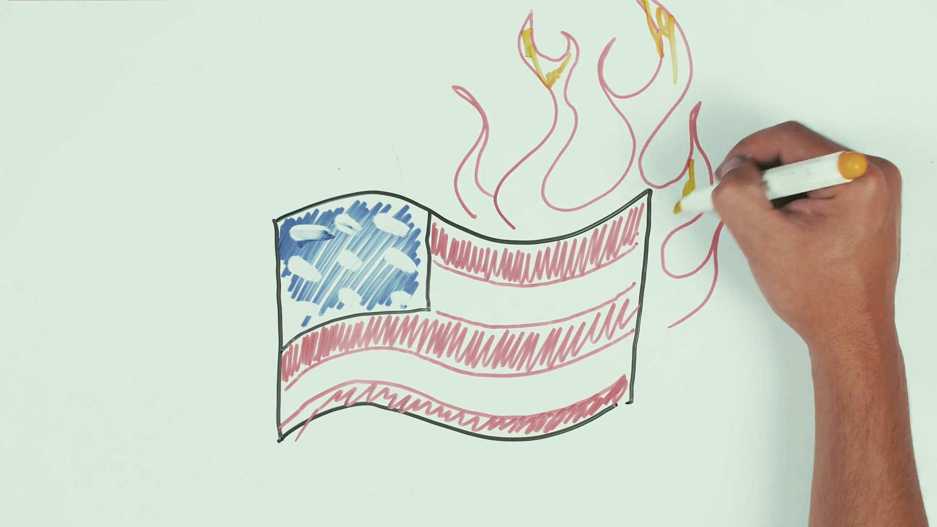 1920x1080 Man Caucasian Right Hand Speed Draw Burning Usa Flag Using - Flag Drawing