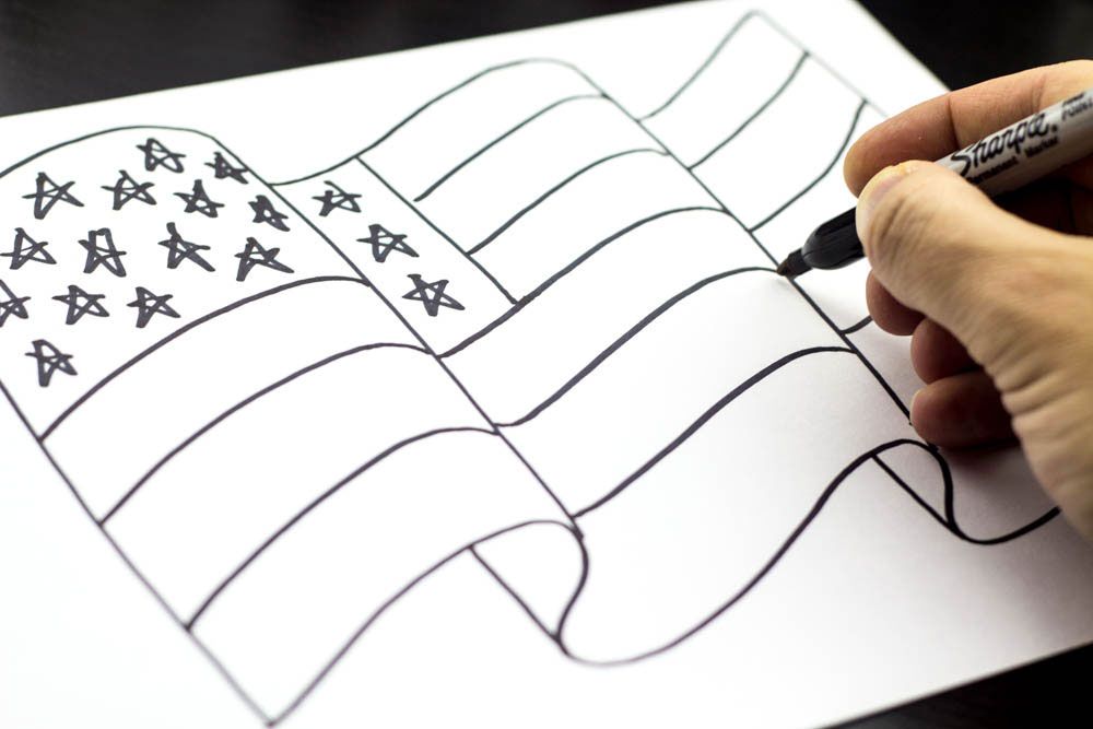 1000x667 How To Draw The American Flag - Flag Drawing