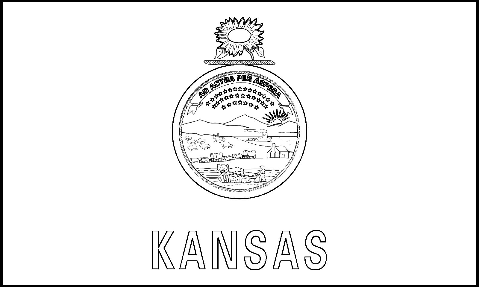 1600x960 Kansas State Flag - Flag Line Drawing