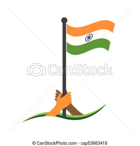 450x470 Hand Holding The Flag India Flag Vector The Concept Of Holding - Flag Of India Drawing