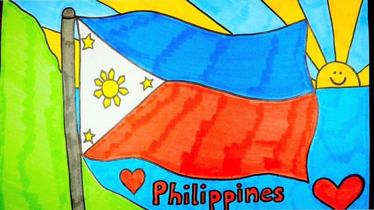 1280x720 How To Draw Philippines Flag Kids Coloring Videos - Flag Of The Philippines Drawing