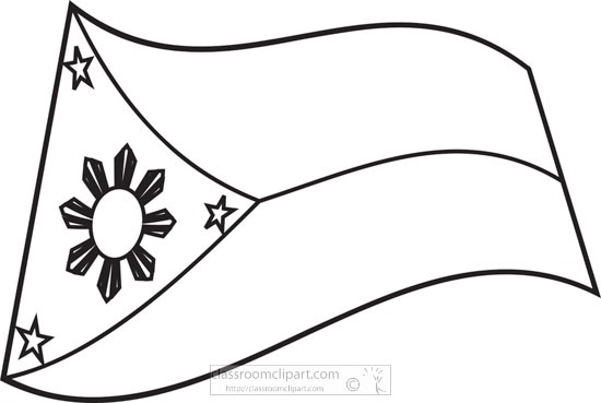 550x369 World Flags Clipart Flag Of Philippines Black White Outline - Flag Of The Philippines Drawing
