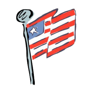 310x310 United States Flag On A Pole Drawing American Flag Decals, Decal - Flag Pole Drawing