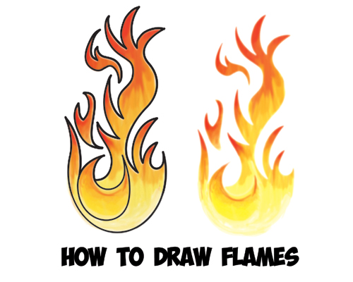 500x400 How To Draw Flames And Drawing Cartoon Fire Drawing Tutorial - Flame Drawing