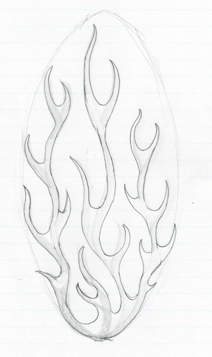 415x700 How To Draw Flames - Flame Line Drawing