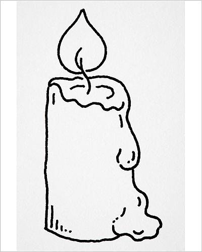400x500 Media Storehouse Print Of Flame Atop Candle, Melting Wax - Flame Line Drawing