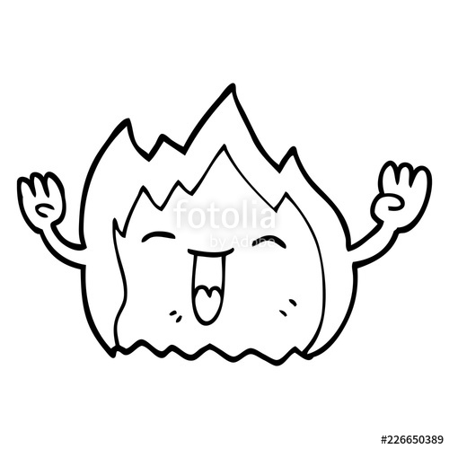 500x500 Line Drawing Cartoon Happy Gas Flame Stock Image And Royalty Free - Flame Line Drawing