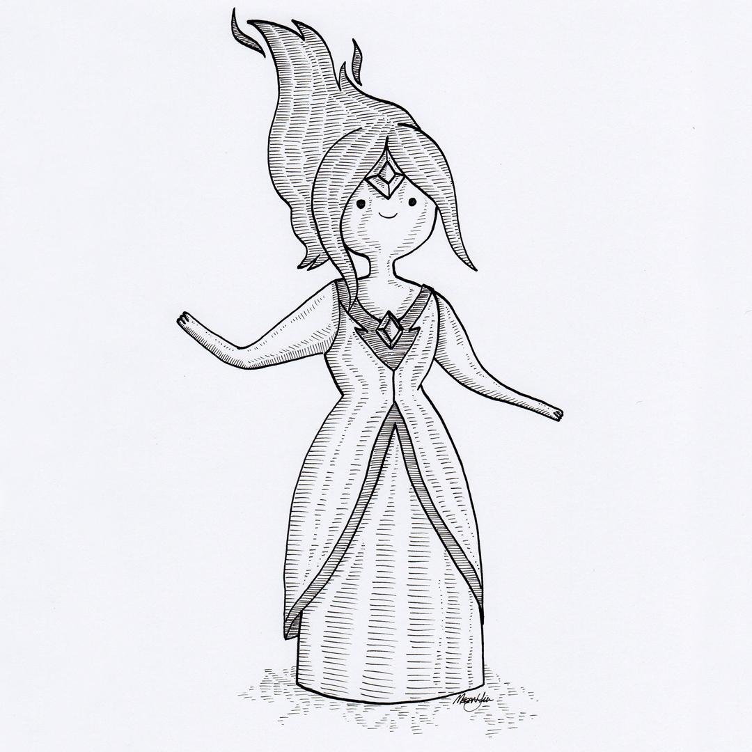 1080x1080 flame princess ink drawing fan art adventuretime - Flame Princess Drawing