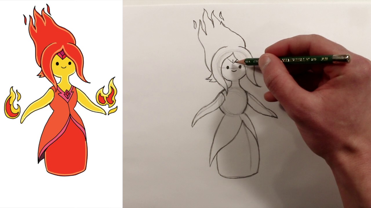 1280x720 How To Draw Flame Princess From Adventure Time - Flame Princess Drawing