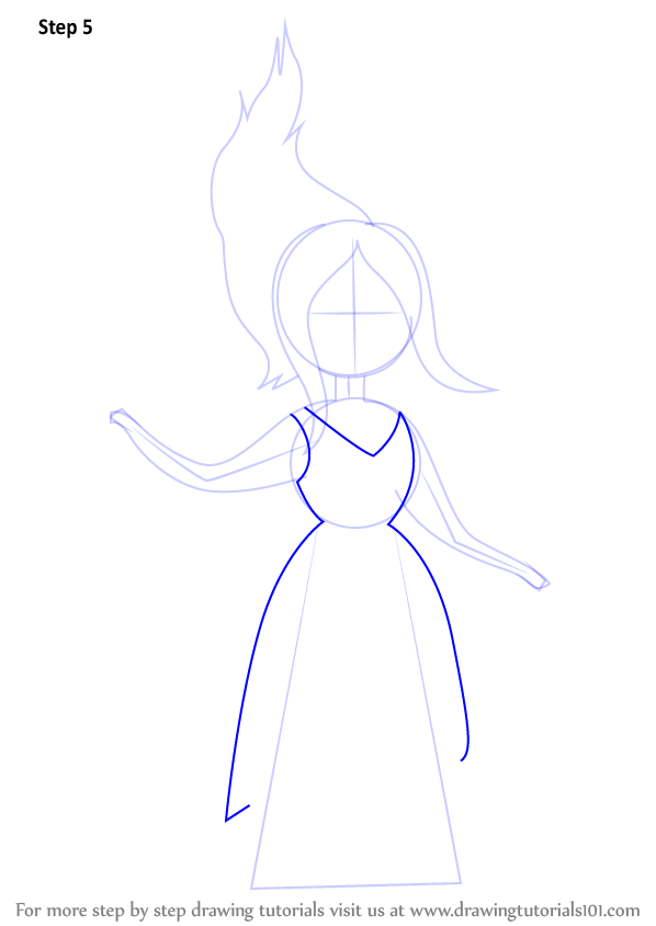 598x844 Learn How To Draw Flame Princess From Adventure Time - Flame Princess Drawing