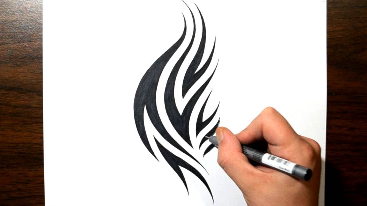 1280x720 How To Draw A Tribal Flames Tattoo Design - Flame Tattoo Drawings