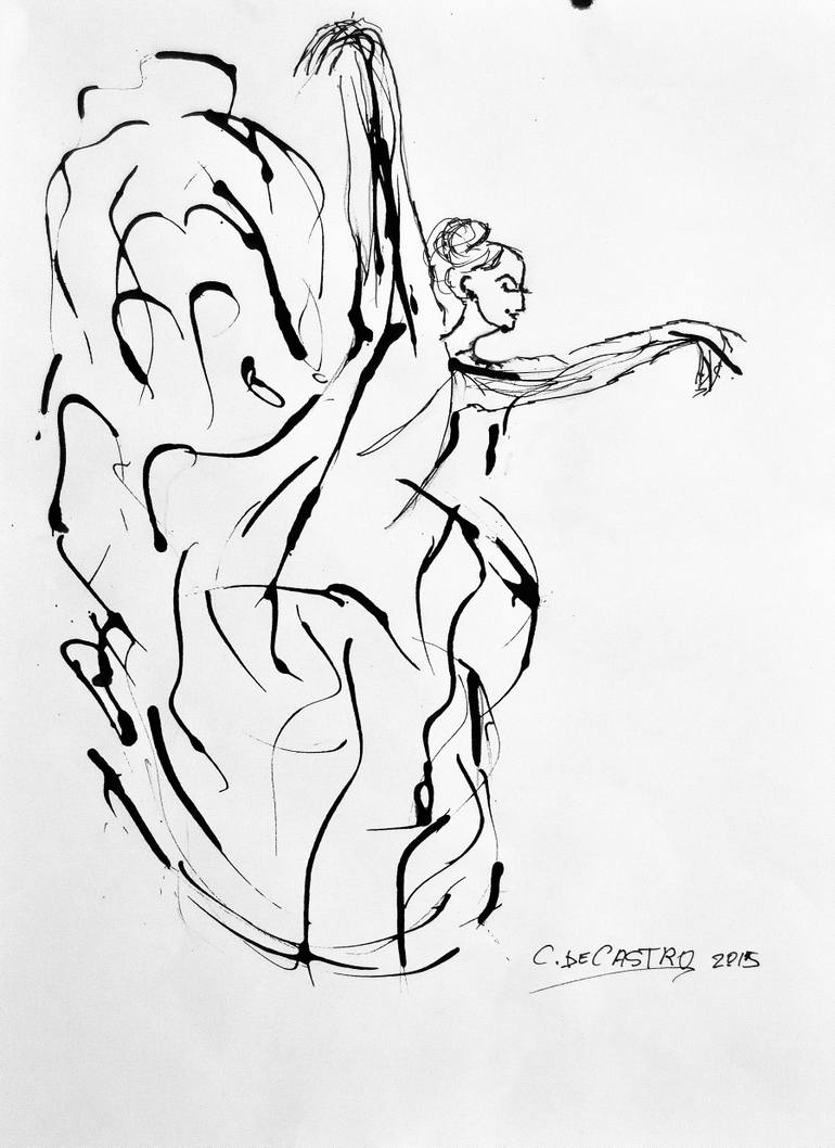 770x1058 Flamenco Dancer Drawing - Flamenco Dancer Drawing