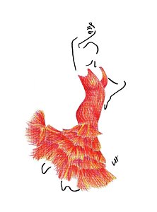 222x300 Dancer Series Caliente Drawing - Flamenco Dancer Drawing