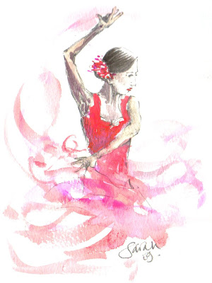 300x400 Sarah's Secret Gallery Flamenco Dancer - Flamenco Dancer Drawing