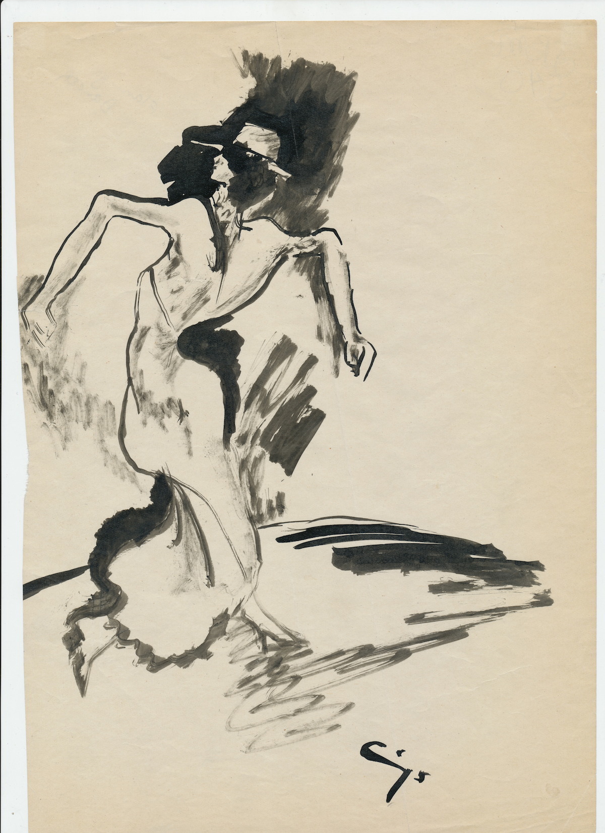 1200x1651 e e cummings, edward estlin original drawing signed titled - Flamenco Dancer Drawing
