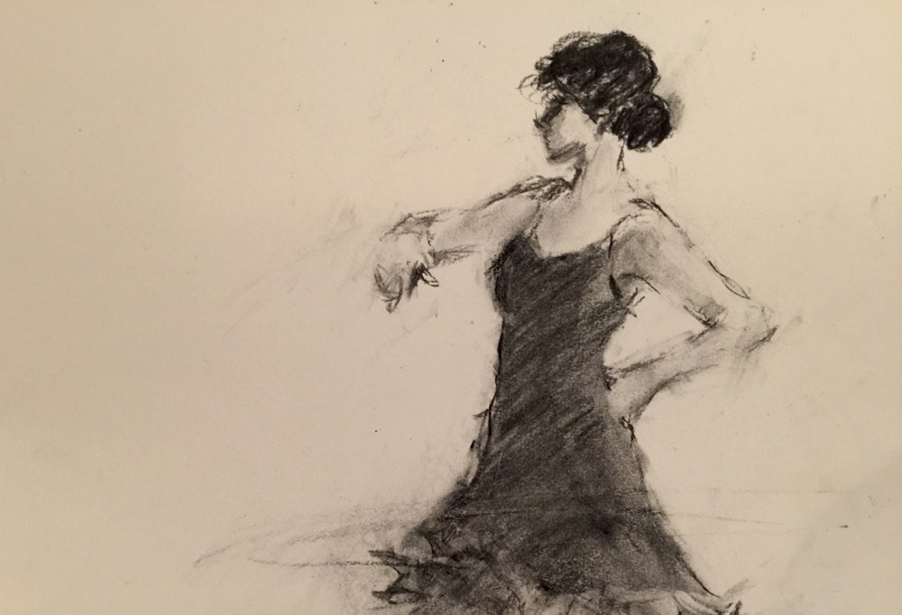 1000x682 flamenco sketch - Flamenco Drawing