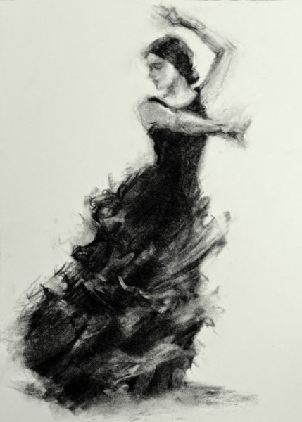 429x600 flamenco in charcoal again - Flamenco Drawing