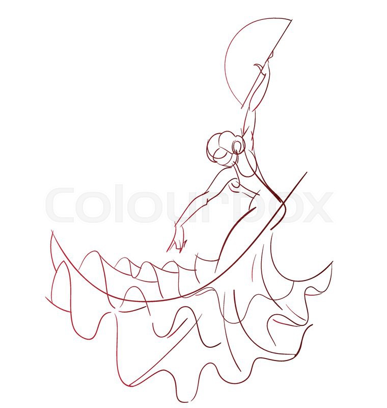 760x800 gesture drawing young female flamenco stock vector colourbox - Flamenco Drawing