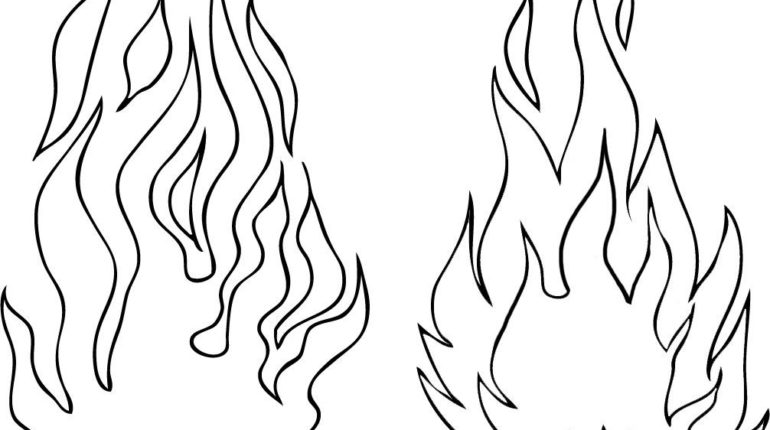 770x430 flames outline drawing coloring pages - Flames Outline Drawing