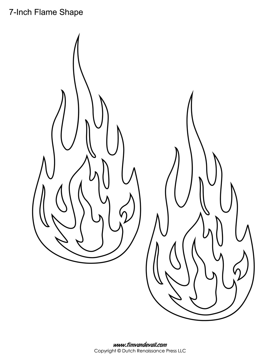 927x1200 printable flame stickers, flame templates, flame shapes - Flames Outline Drawing