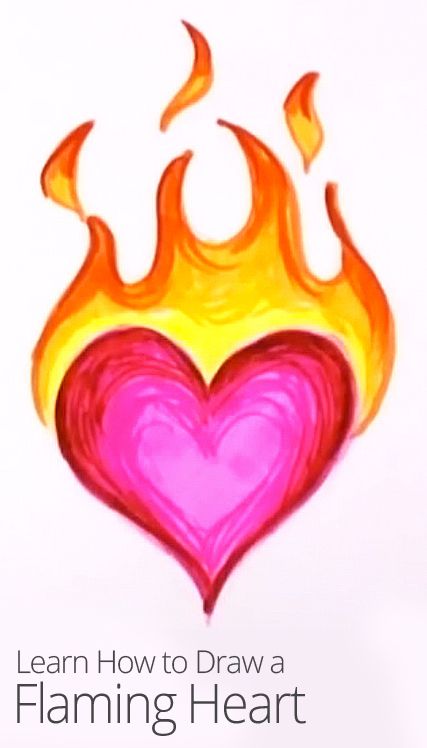 427x748 how to draw a flaming heart arts crafts drawings, art - Flaming Heart Drawing