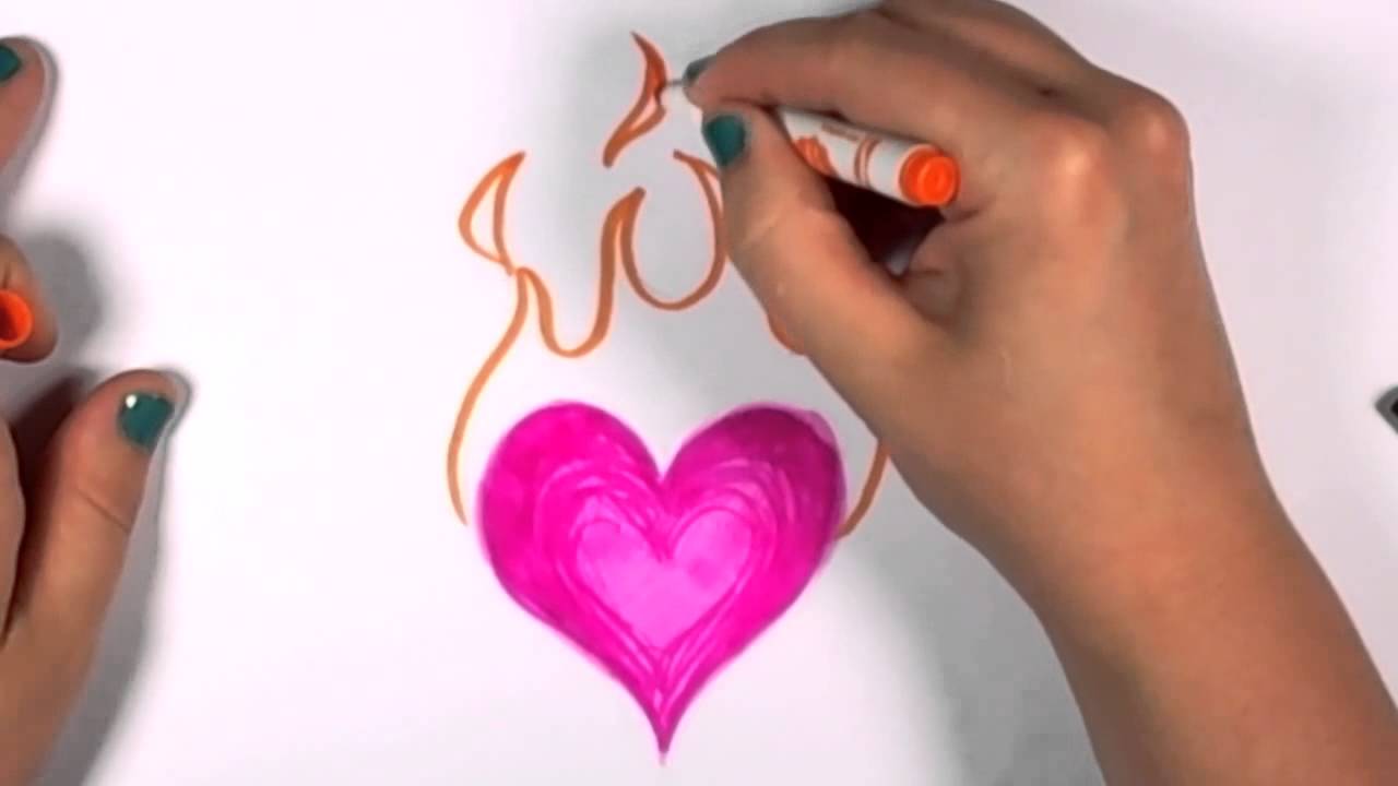 1280x720 how to draw a flaming heart design - Flaming Heart Drawing
