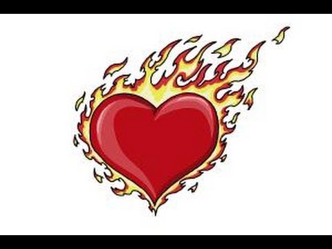 480x360 how to draw a flaming heart - Flaming Heart Drawing