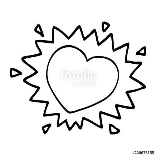 500x500 line drawing cartoon flaming heart stock image and royalty free - Flaming Heart Drawing