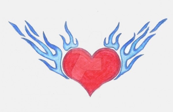 600x387 flaming heart drawing - Flaming Heart Drawing