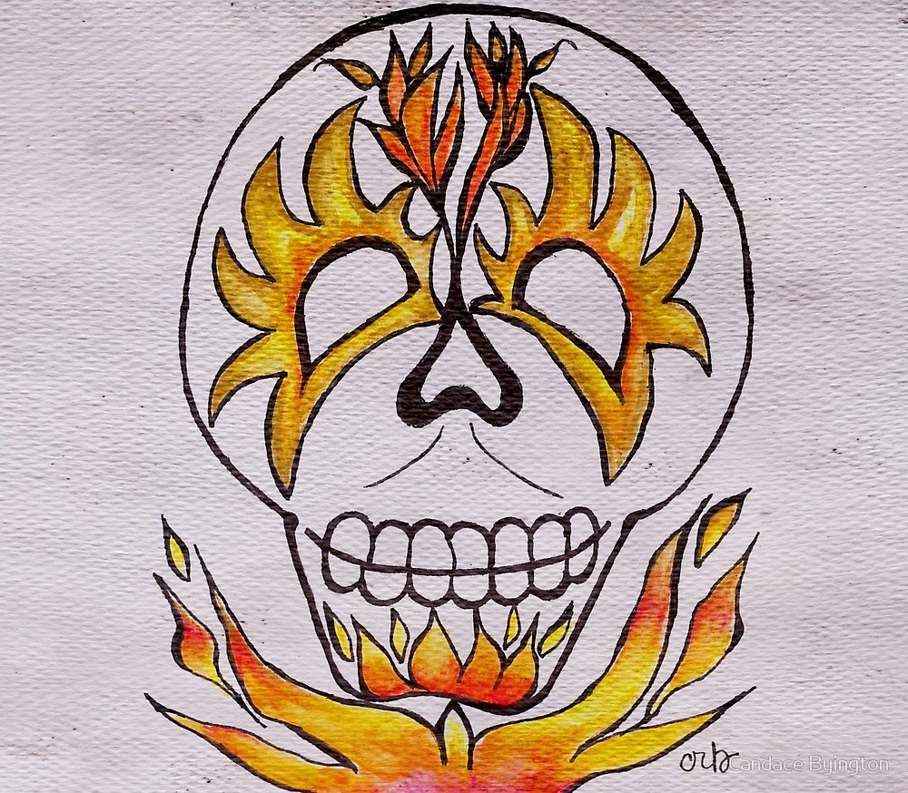 1000x874 flaming skull drawing - Flaming Skull Drawing