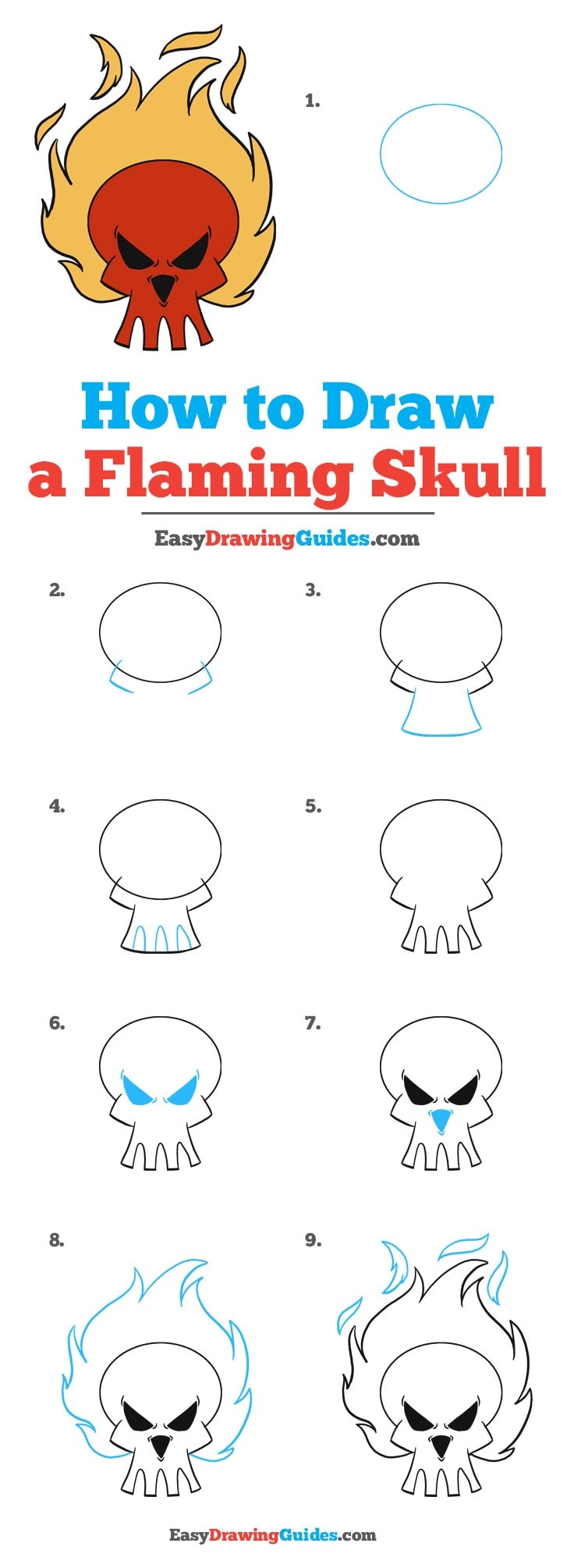 736x2009 how to draw a flaming skull - Flaming Skull Drawing