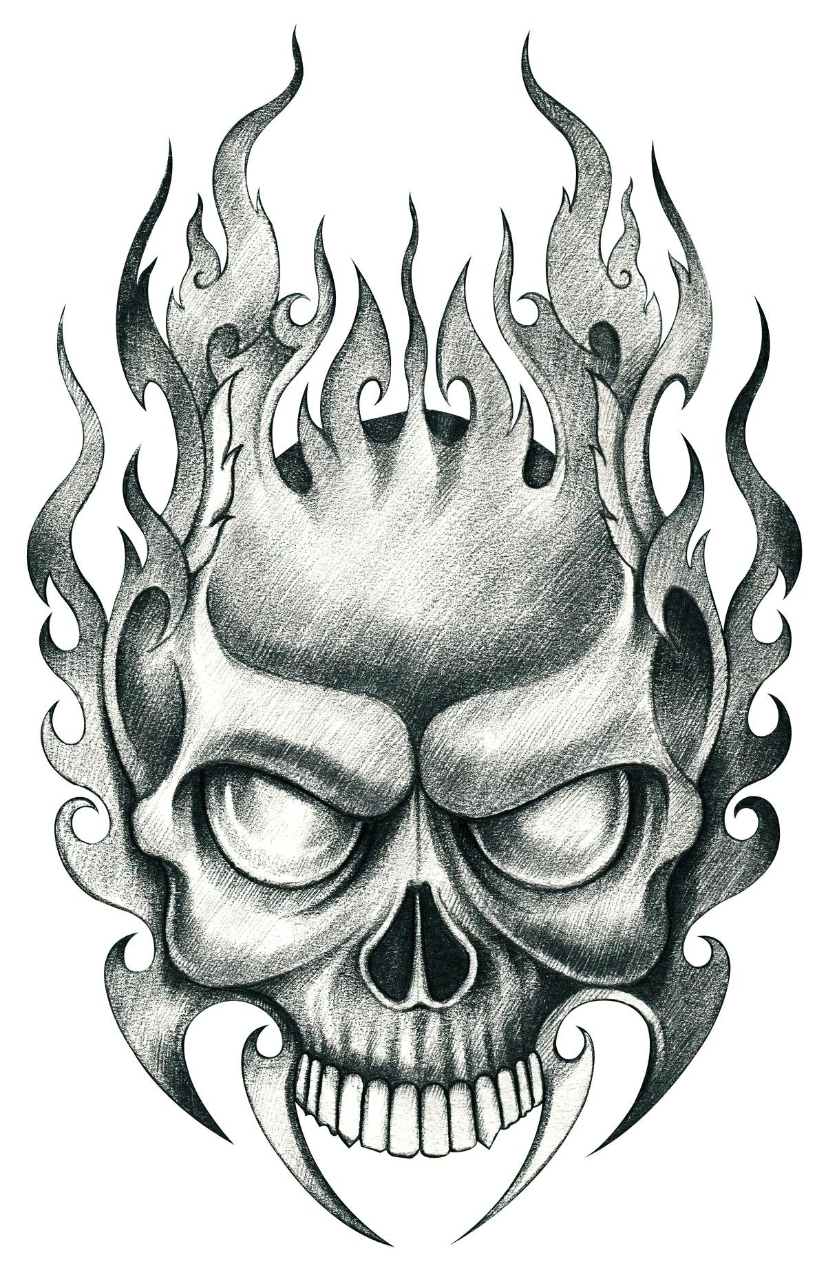 Flaming Skull Drawing at Explore collection of