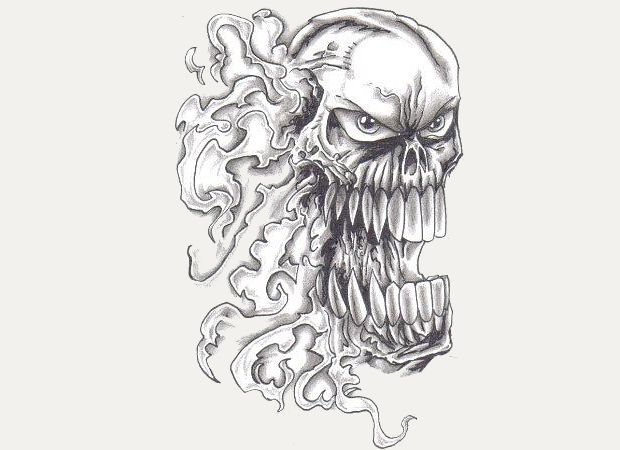 620x450 Skull Drawings, Art Ideas Design Trends - Flaming Skull Drawing