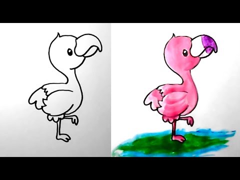 480x360 how to draw a bird flamingo drawing and coloring yzarts - Flamingo Cartoon Drawing