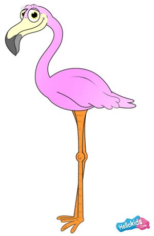 300x459 how to draw how to draw a flamingo - Flamingo Cartoon Drawing