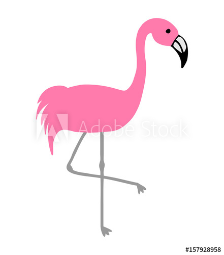 441x500 Pink Flamingo Vector Illustration Doodle Cartoon Drawing - Flamingo Cartoon Drawing