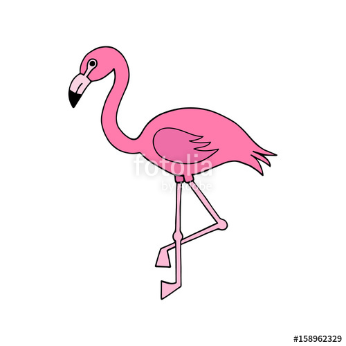 500x500 Cute Pink Flamingo Bird Vector Illustration Cartoon Drawing - Flamingo Drawing