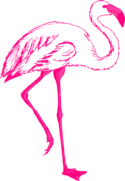 414x597 Pink Flamingo Outline Clip Art - Flamingo Drawing Outline