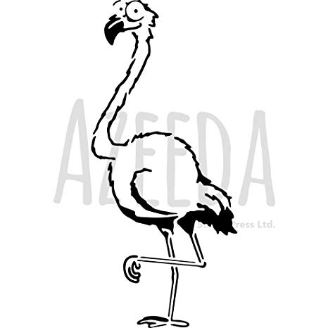 466x466 Azeeda Large 'flamingo' Wall Stencil Template - Flamingo Drawing Template