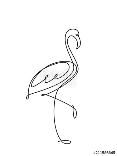 375x500 Flamingo Line Art Stock Image And Royalty Free Vector - Flamingo Line Drawing