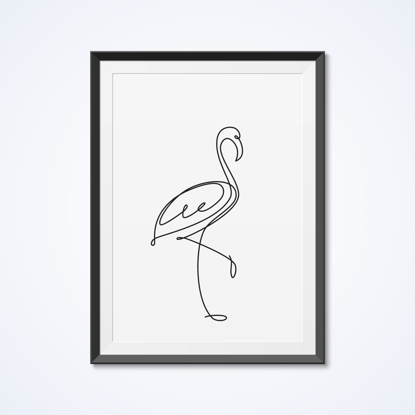1378x1378 Flamingo One Line Drawing Abstract Wall Decor Minimalist Etsy - Flamingo Line Drawing