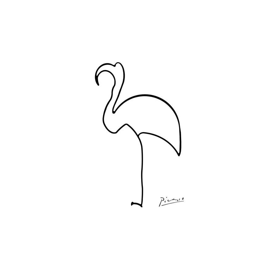 907x907 Pablo Picasso - Flamingo Line Drawing
