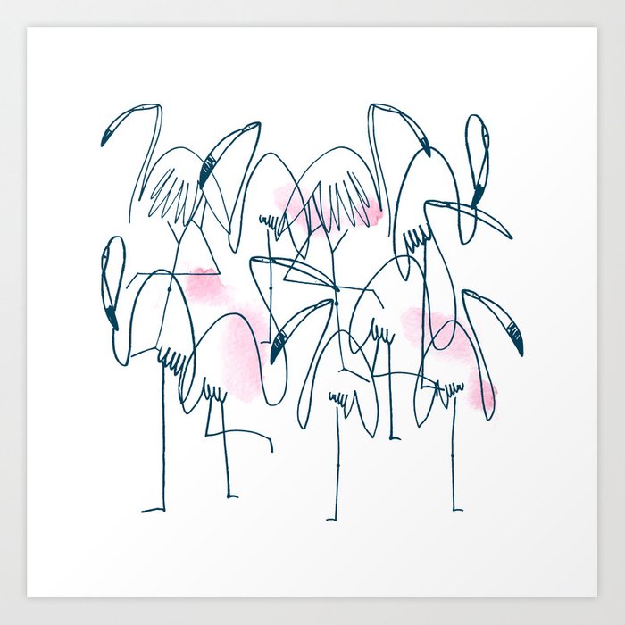 700x700 Flamingo Line Drawing Illustration Aloha Set Hawaii Hand Drawn - Flamingo Line Drawing