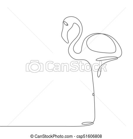 450x470 Continuous Line Flamingo Staying On One Leg Abstract Modern - Flamingo Line Drawing